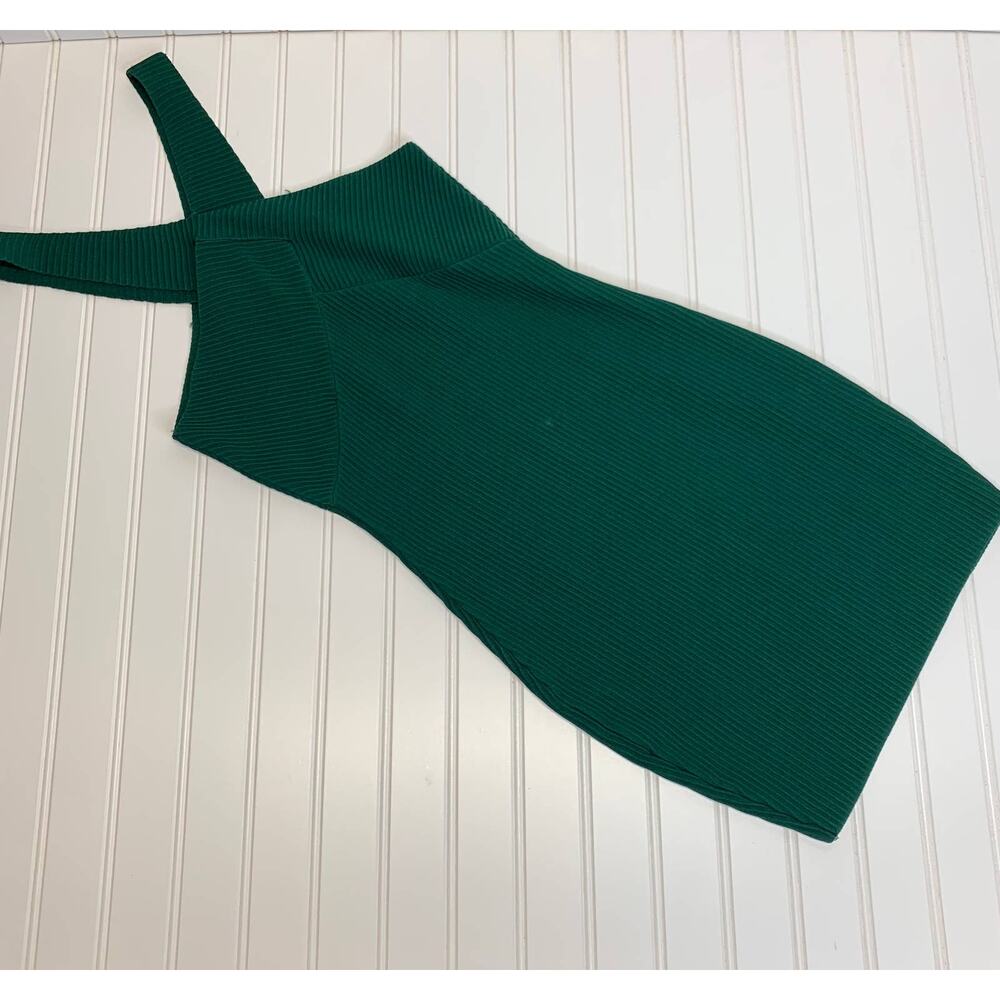 Green Bodycon Halter Neck Dress Ribbed Rumor Sz XS Small